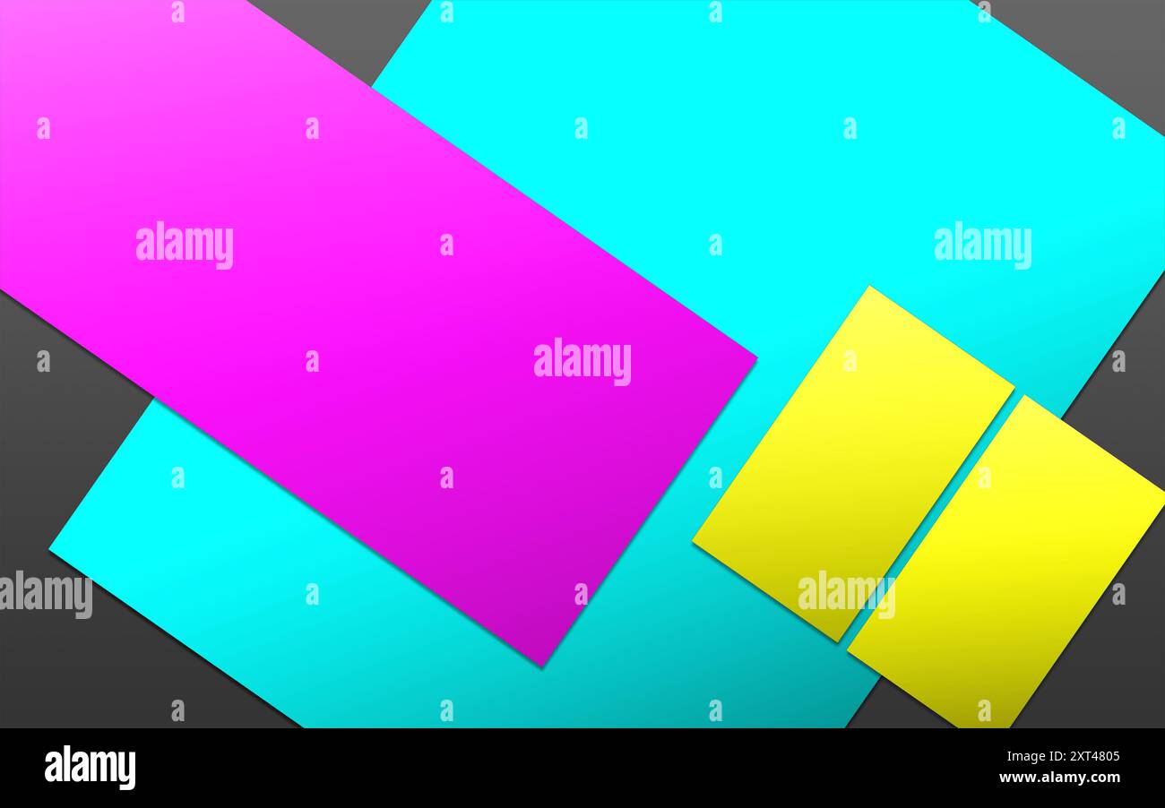 Four CMYK promotional paper blank template black, cyan, yellow and ...