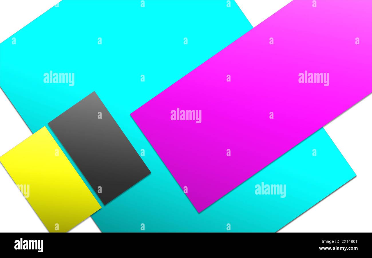 Four CMYK promotional paper blank template black, cyan, yellow and ...