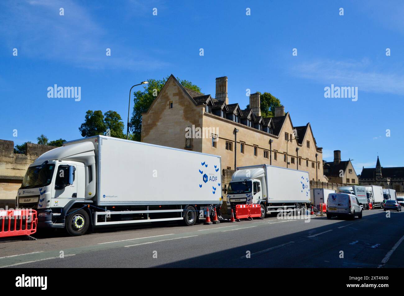 Film Crew Unit Lorries Parked On Longwall Street Oxford During Film film-crew-unit-lorries-parked-on-longwall-street-oxford-during-film
