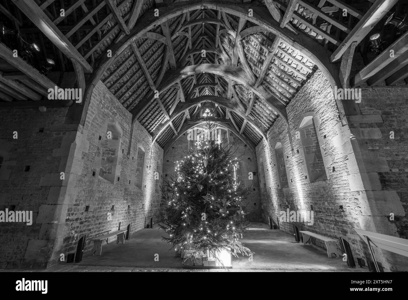 Glastonbury.Somerset.United Kingdom.December 30th 2023.A christmas tree ...