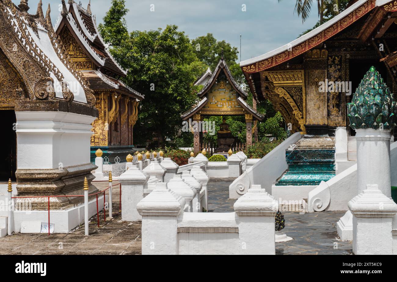 Buddhist temple at the northern tip of the Luang Prabang peninsula Laos ...