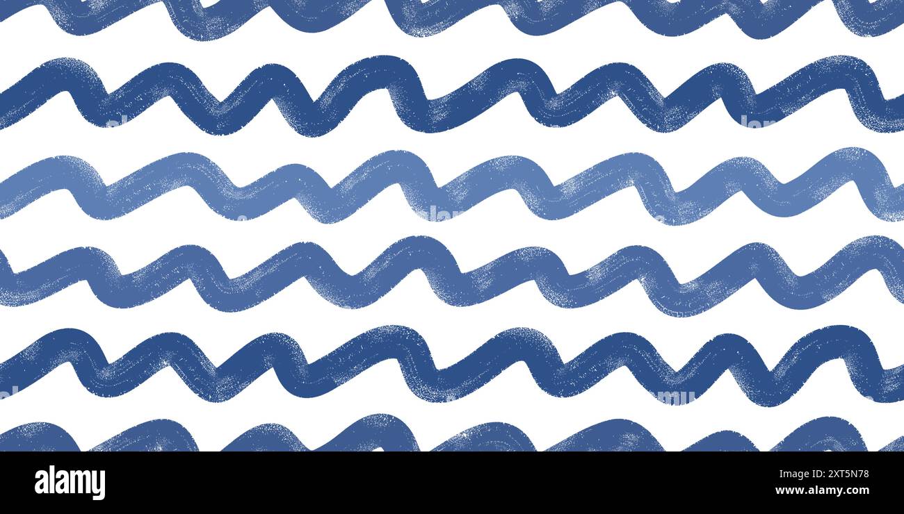 Abstract bold brush strokes. Grunge sea waves vector seamless pattern ...