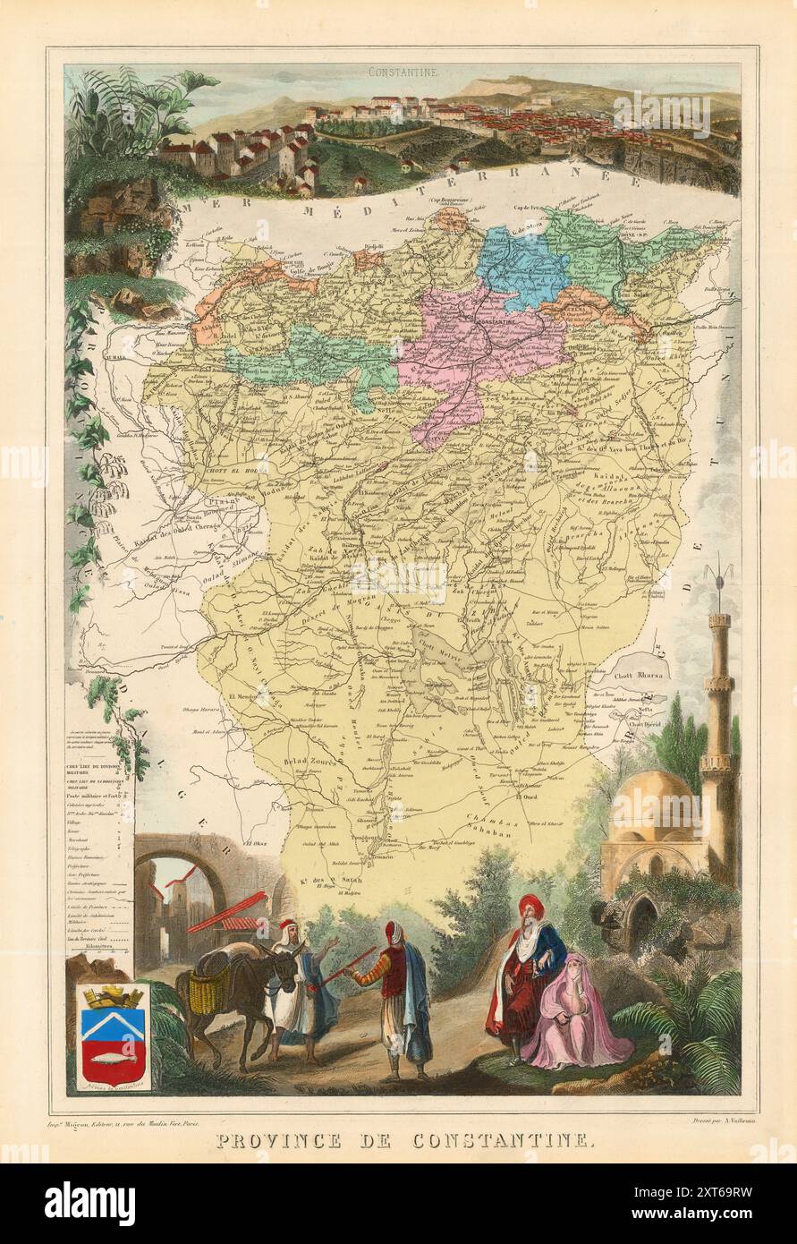 Vintage Pictorial map. Alexandre Vuillemin, Province de Constantine ...