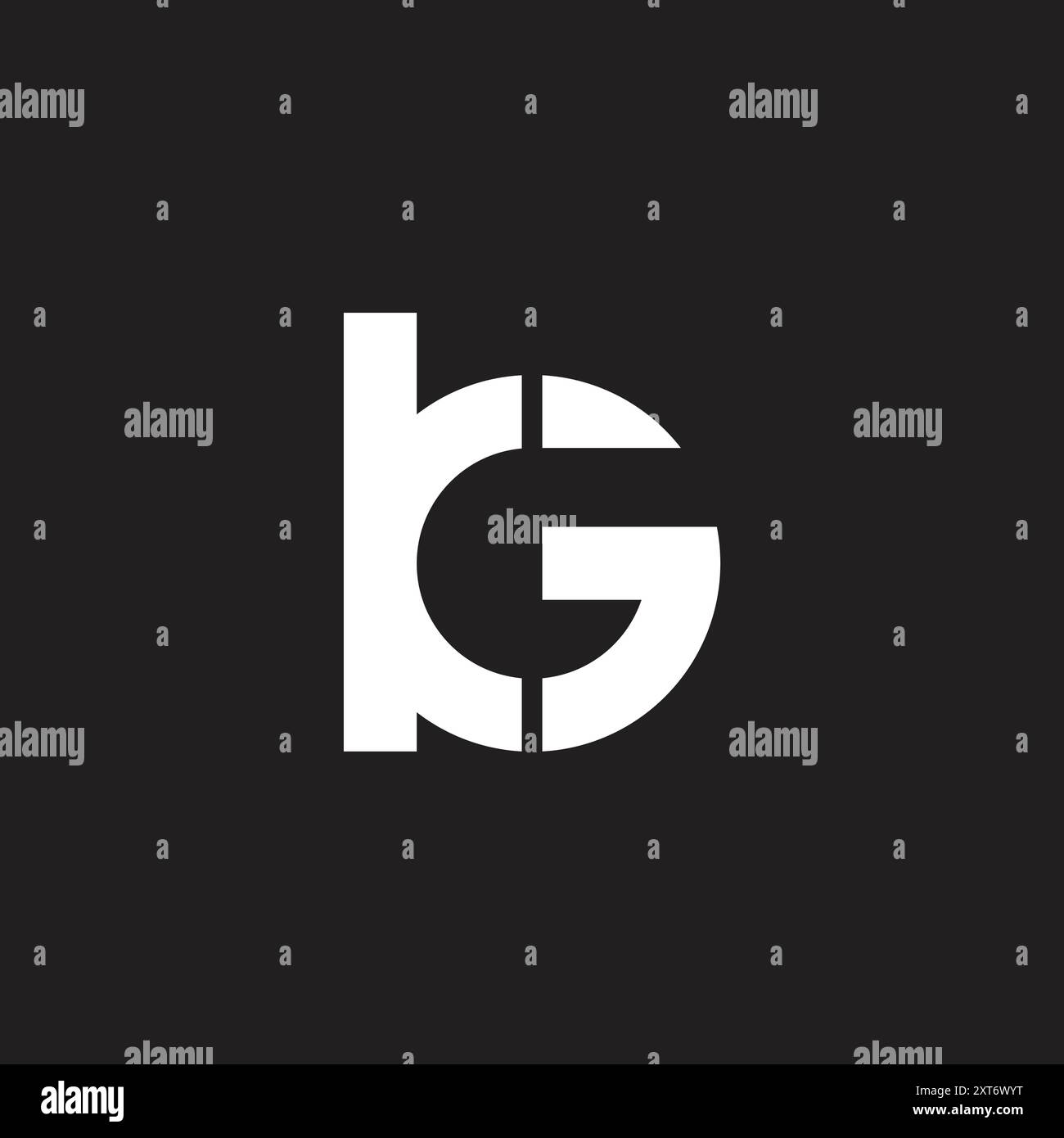 letter bg simple linked line round logo vector Stock Vector