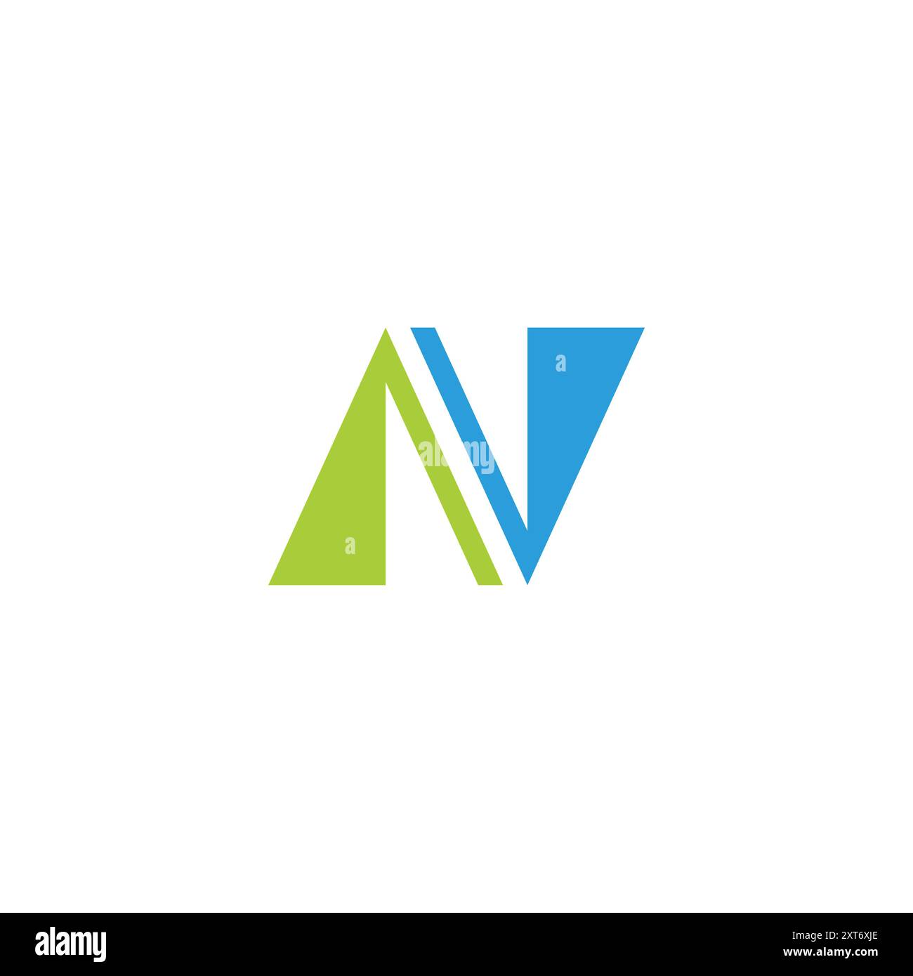 letter nv triangles colorful simple geometric logo vector Stock Vector