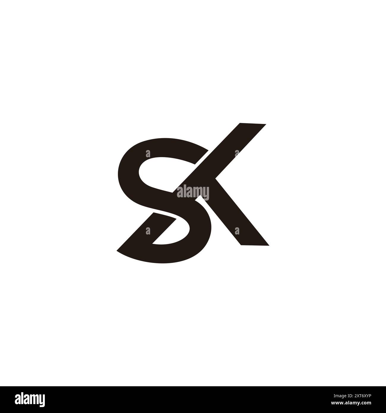 letter sk linked overlapping simple logo vector Stock Vector
