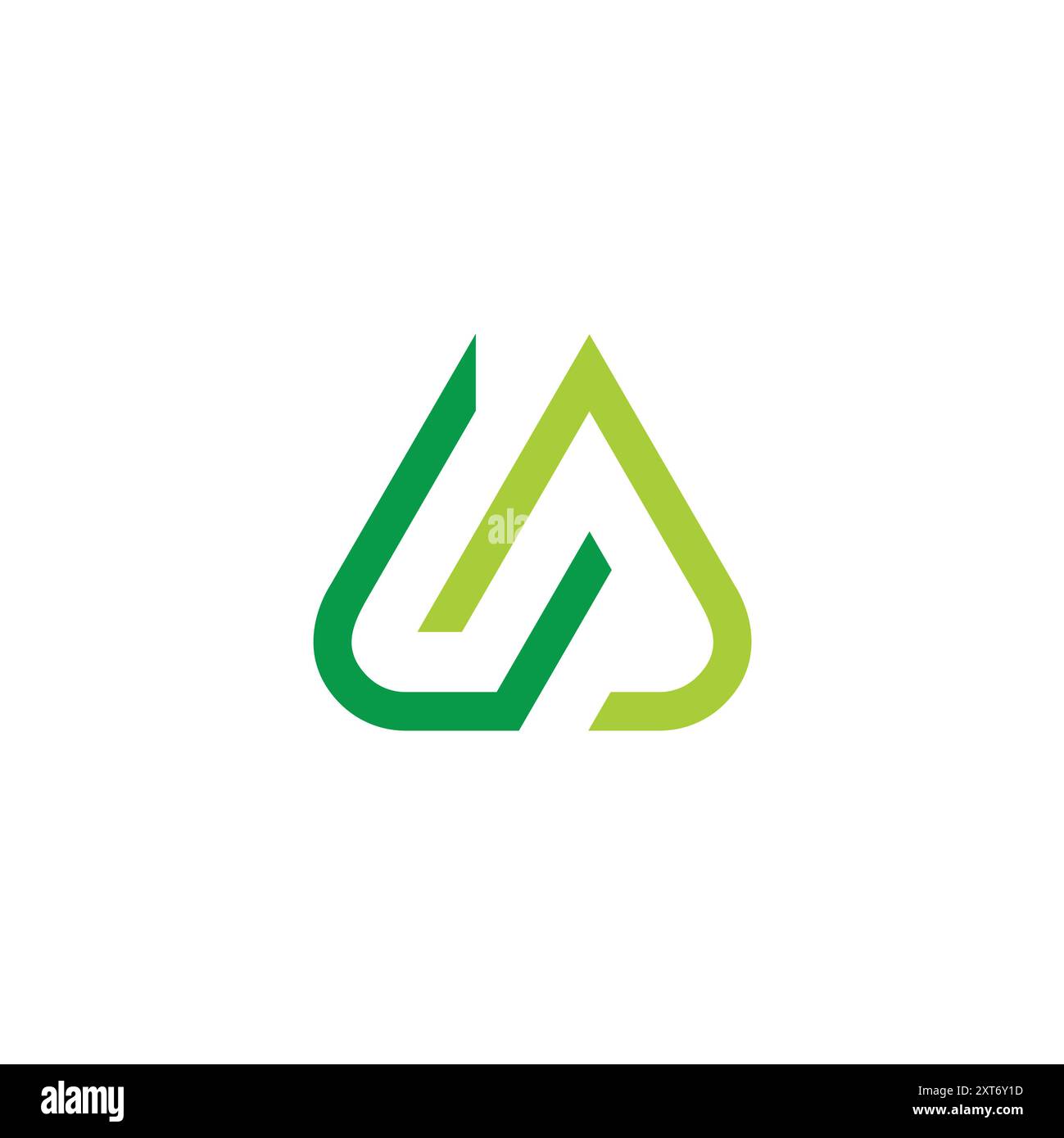 letter cj green mountain simple geometric line logo vector Stock Vector