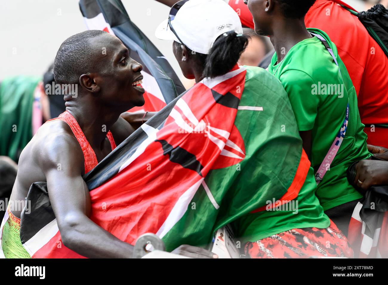 Emmanuel Wanyonyi of Kenya celebrates after competing in the men's 800m ...