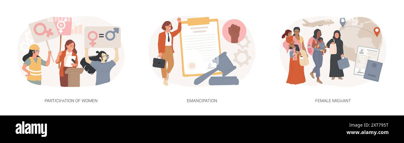 Gender equality isolated concept vector illustration set Stock Vector ...