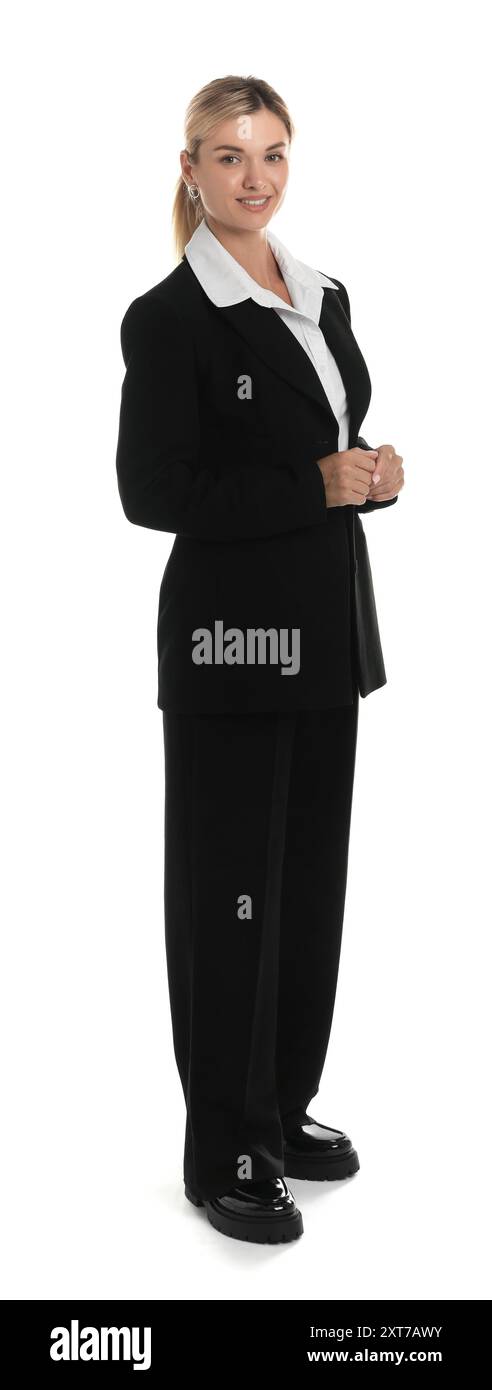 Woman wearing black suit jacket fashion Cut Out Stock Images & Pictures ...
