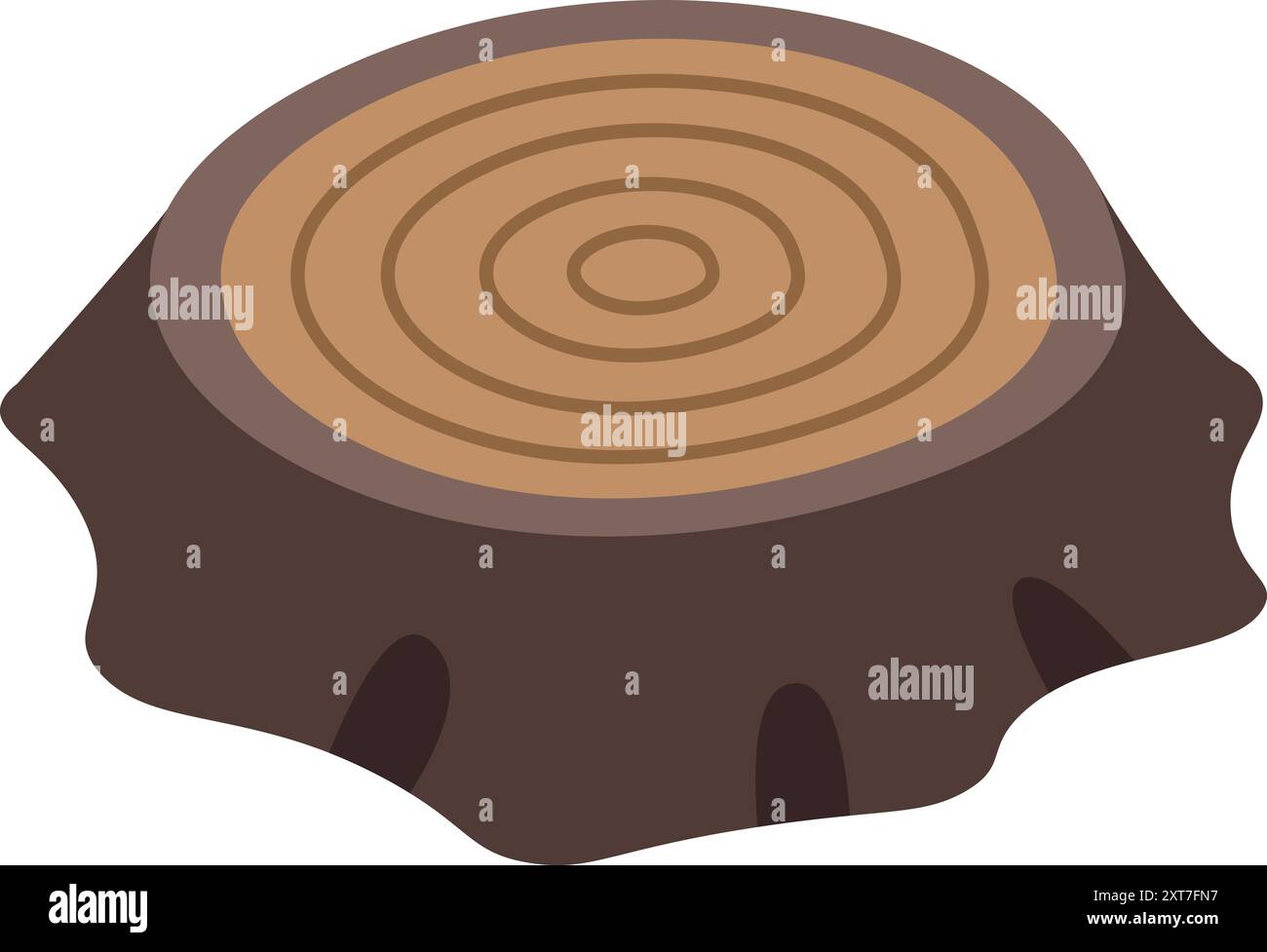 Tree trunk showing growth rings isometric icon isolated on white ...