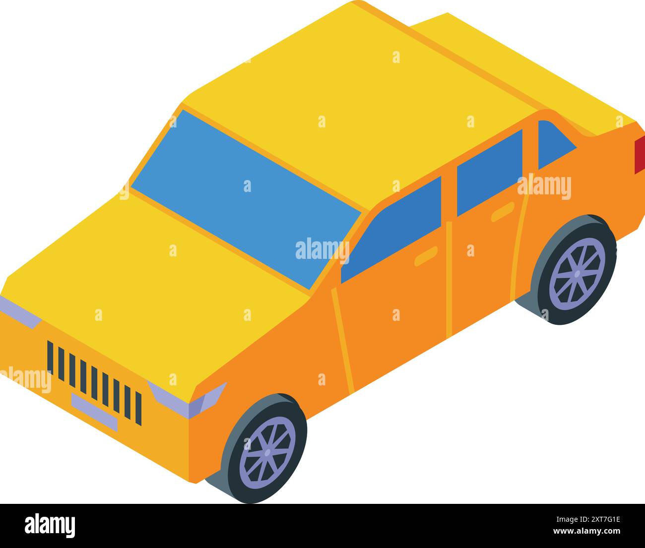 Isometric yellow sedan car parked showing front view Stock Vector Image ...