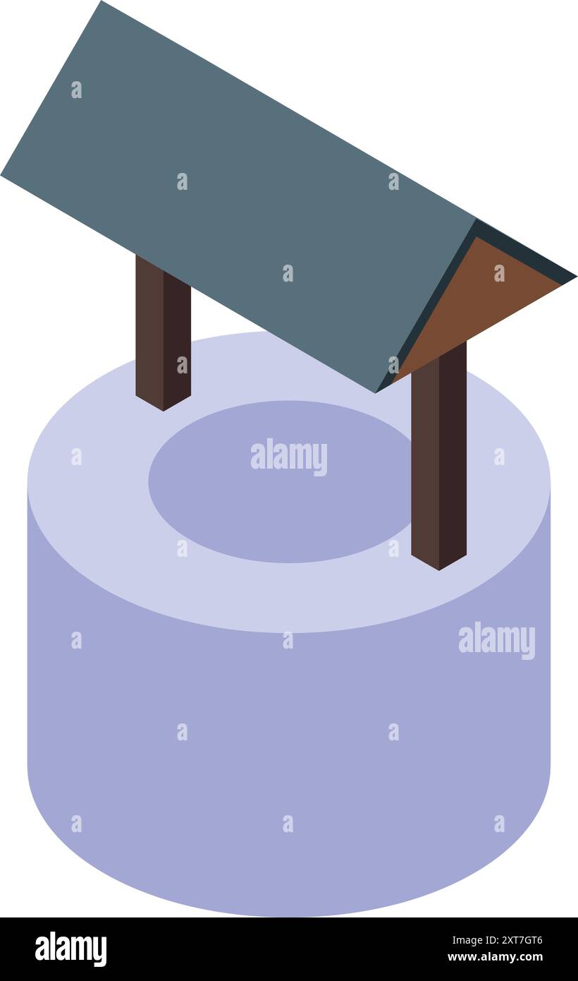 Isometric water well illustrating a source of drinking water stock