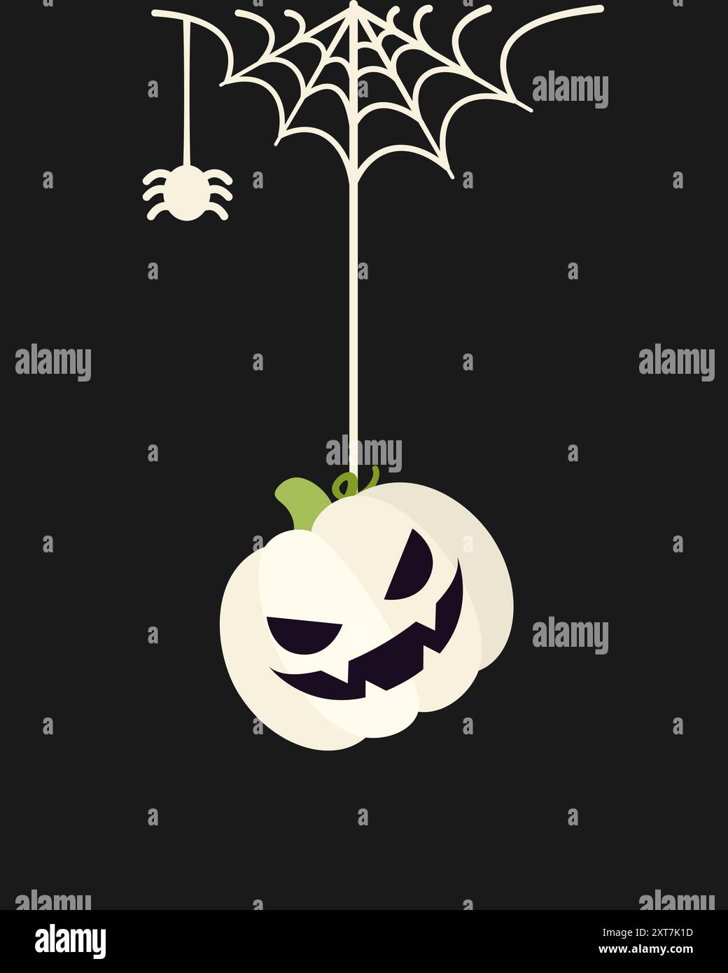 Jack O Lantern Evil Pumpkin Hanging on a Spider Web, Happy Halloween ...