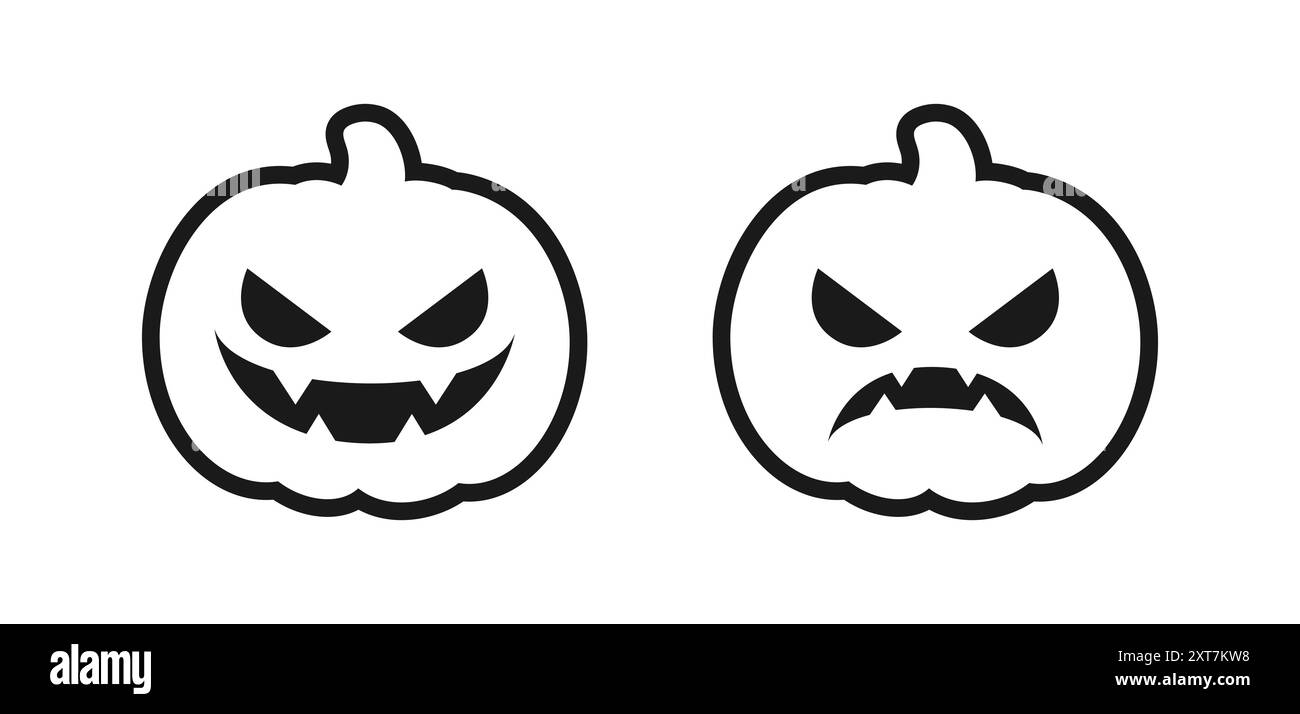 Jack O Lantern Pumpkin line icon, outline vector sign. Halloween Trick ...