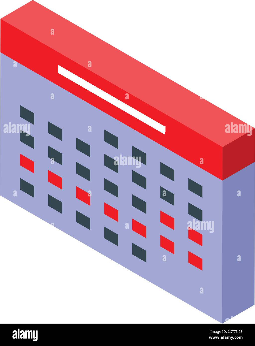 Isometric calendar highlighting important dates in red Stock Vector