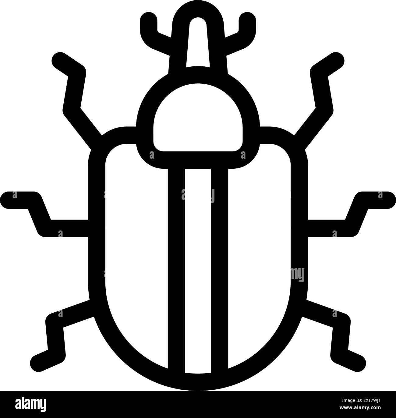 Simple line icon of a beetle with big antennas, representing a bug in a computer program Stock Vector