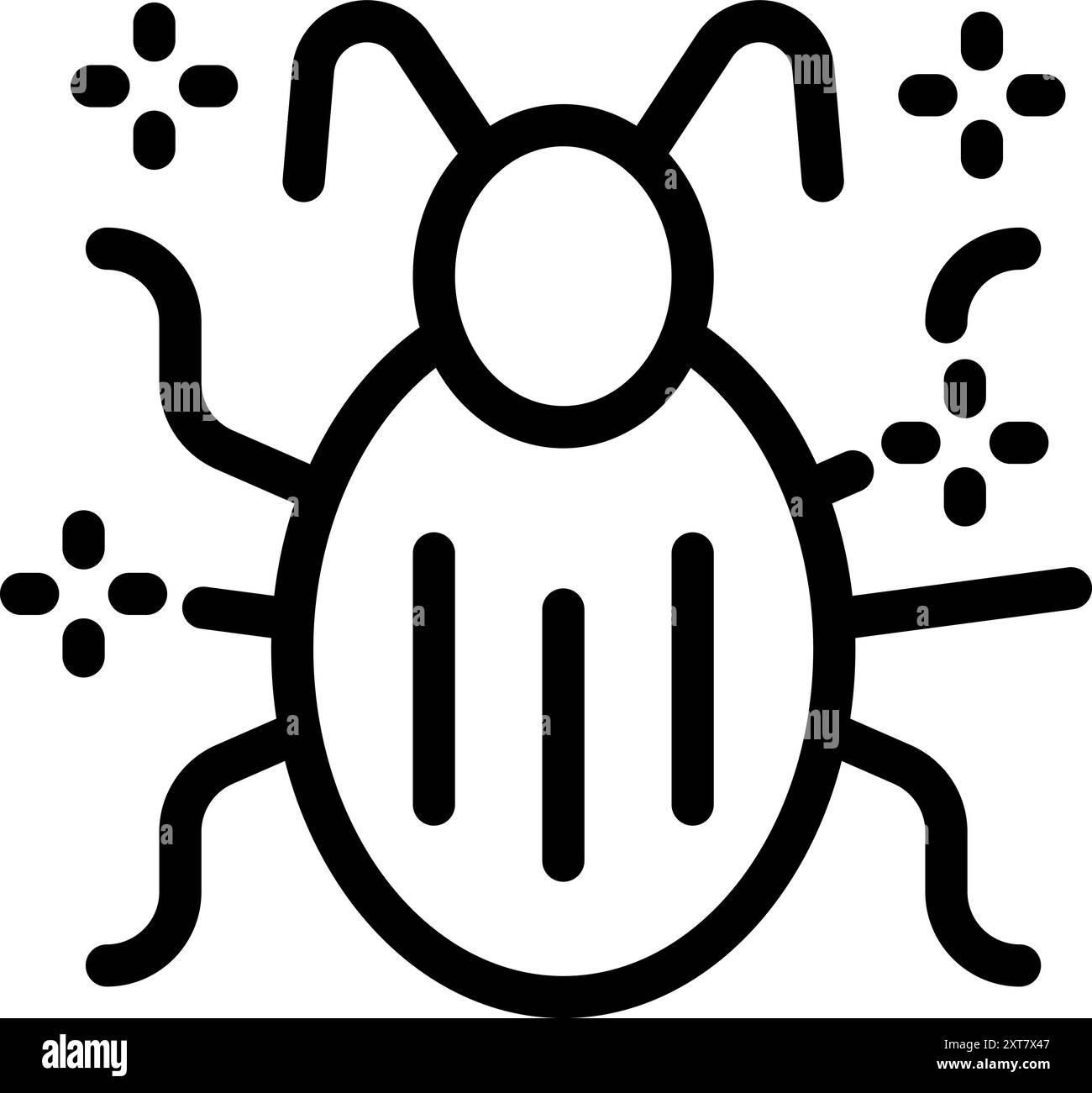 Black and white simple vector icon of a bug, useful to illustrate a system error Stock Vector