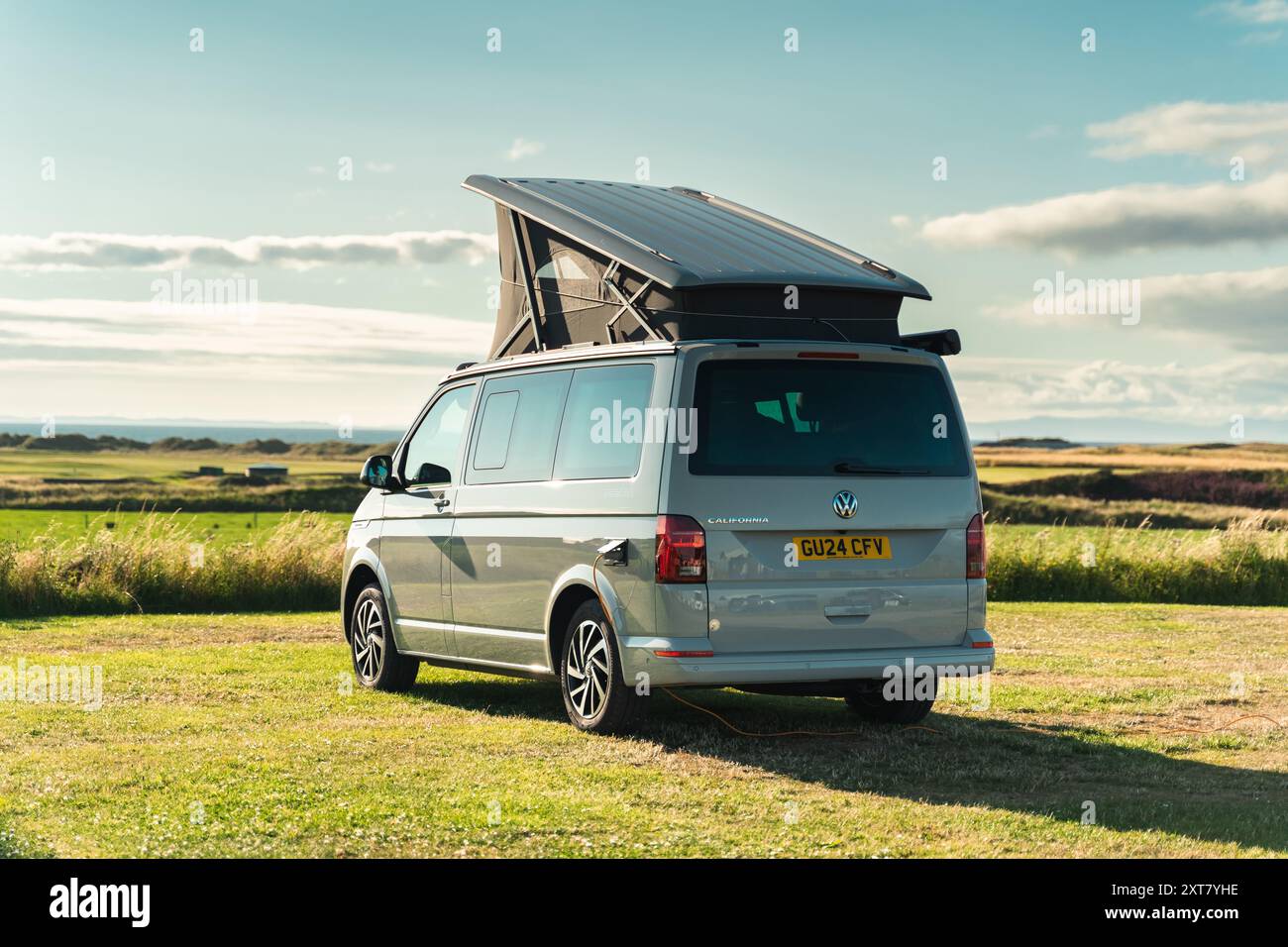 A VW California Campervan Parked up at Campsite in Scotland Stock Photo ...