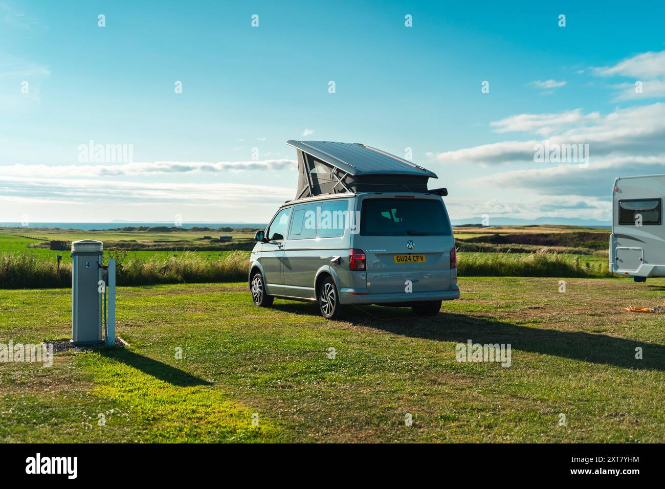 A VW California Campervan Parked up at Campsite in Scotland Stock Photo ...