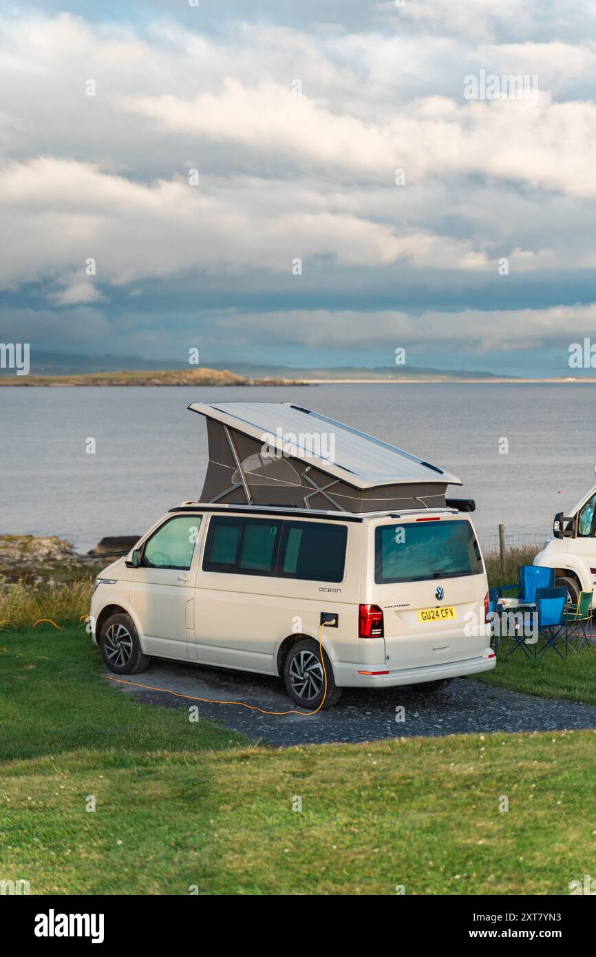 A VW California Campervan Parked up at Campsite in Scotland Stock Photo ...