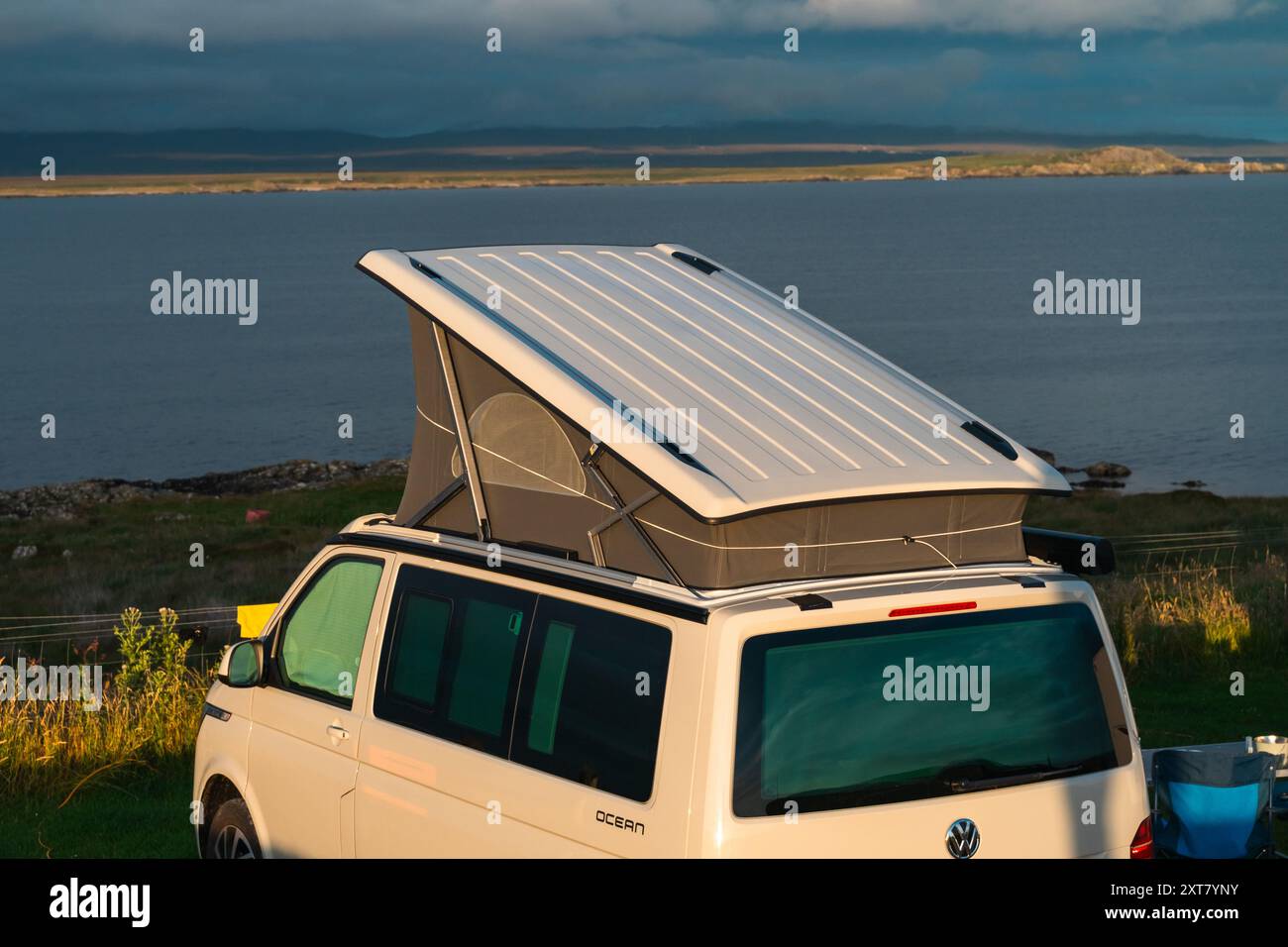 A VW California Campervan Parked up at Campsite in Scotland Stock Photo ...