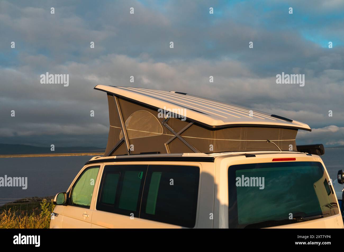 A VW California Campervan Parked up at Campsite in Scotland Stock Photo ...