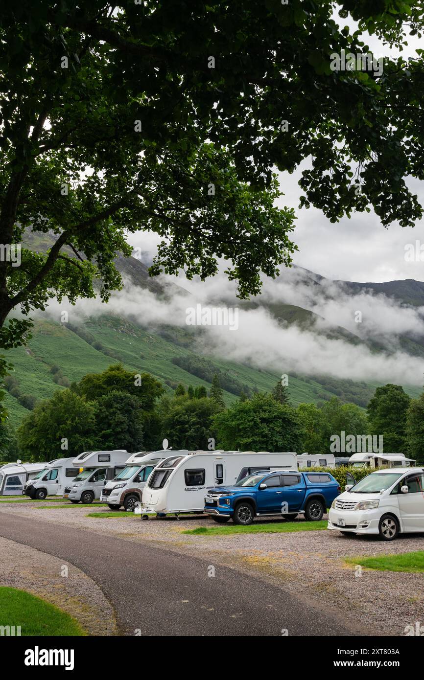 Caravans and Motorhomes on Site in Scottish Highlands Stock Photo - Alamy