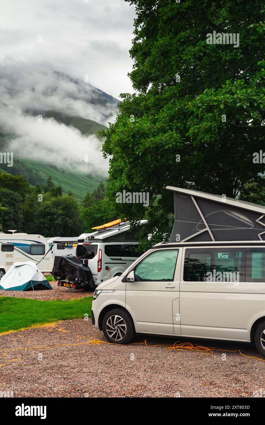 Caravans and Motorhomes on Site in Scottish Highlands Stock Photo - Alamy
