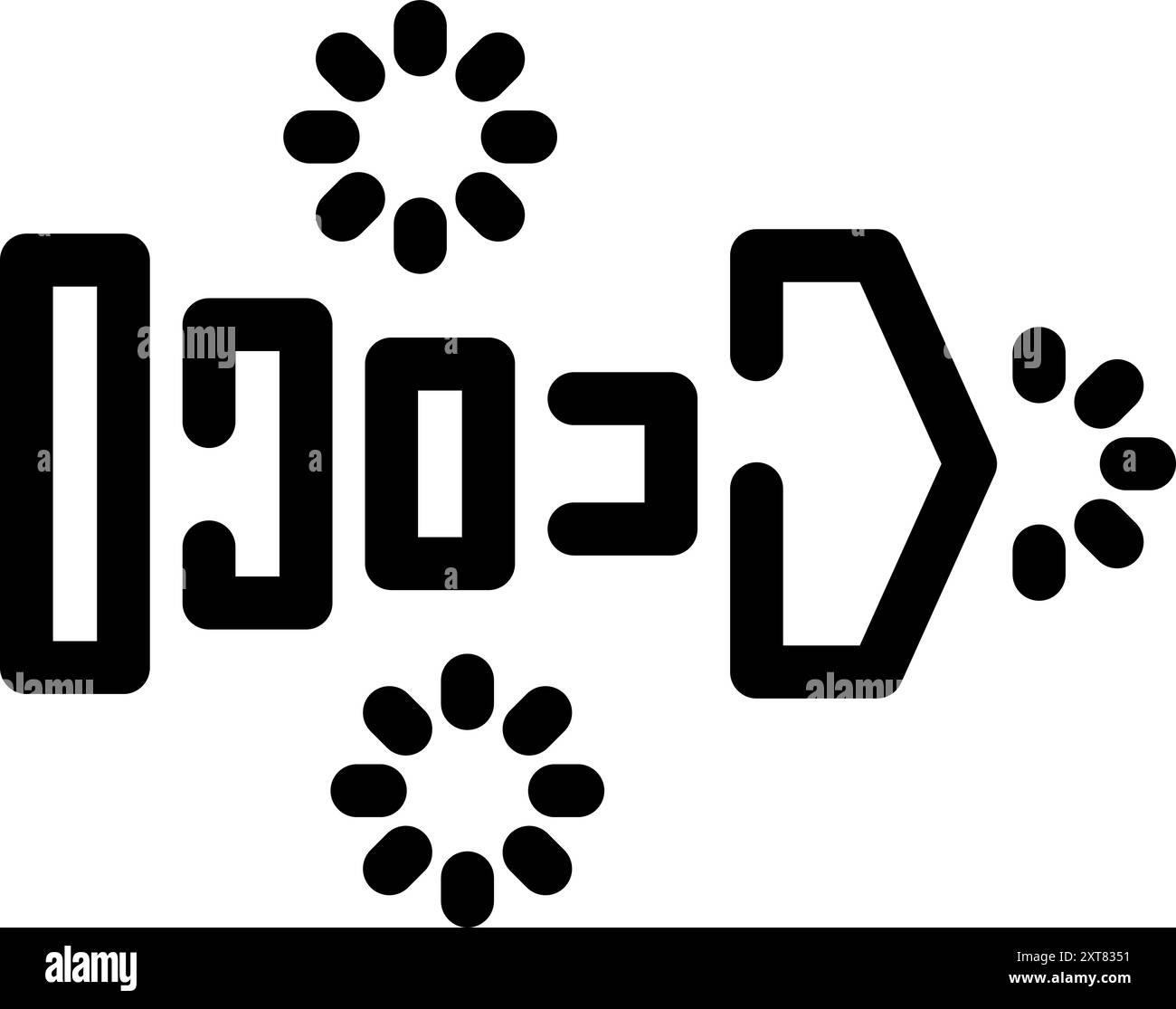 Black bold icon of a script transferring data with loading bars Stock Vector