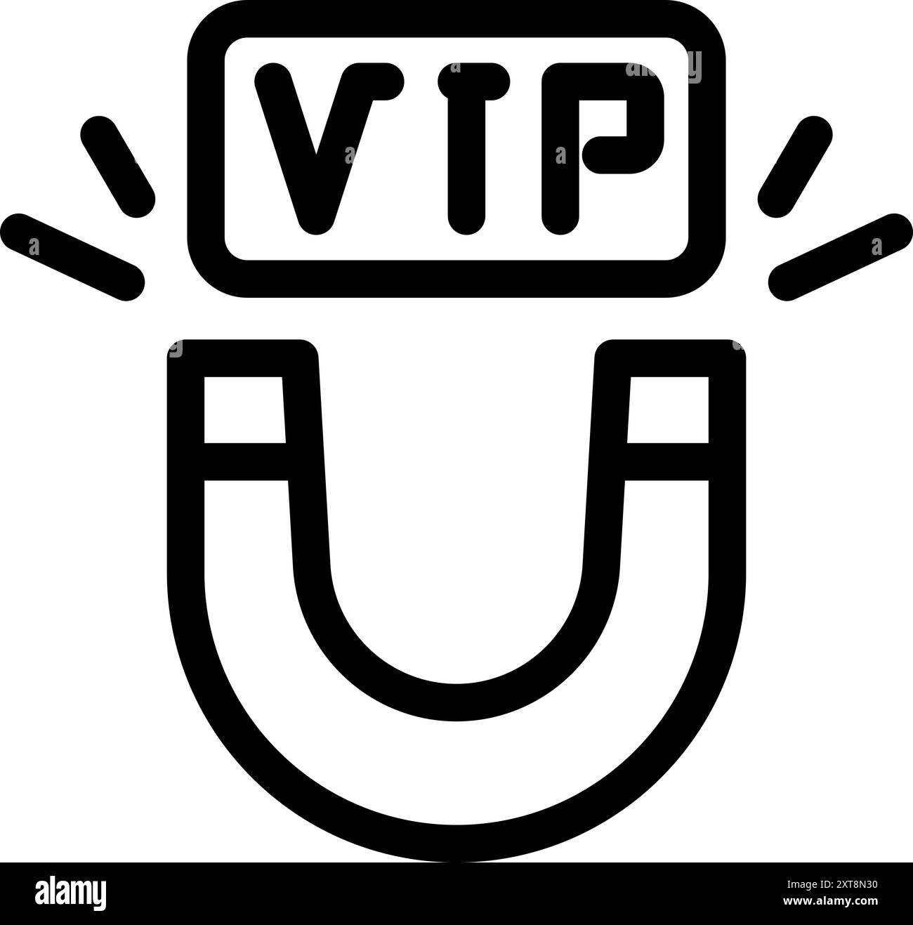 Magnet attracting vip clients concept icon, outline style Stock Vector