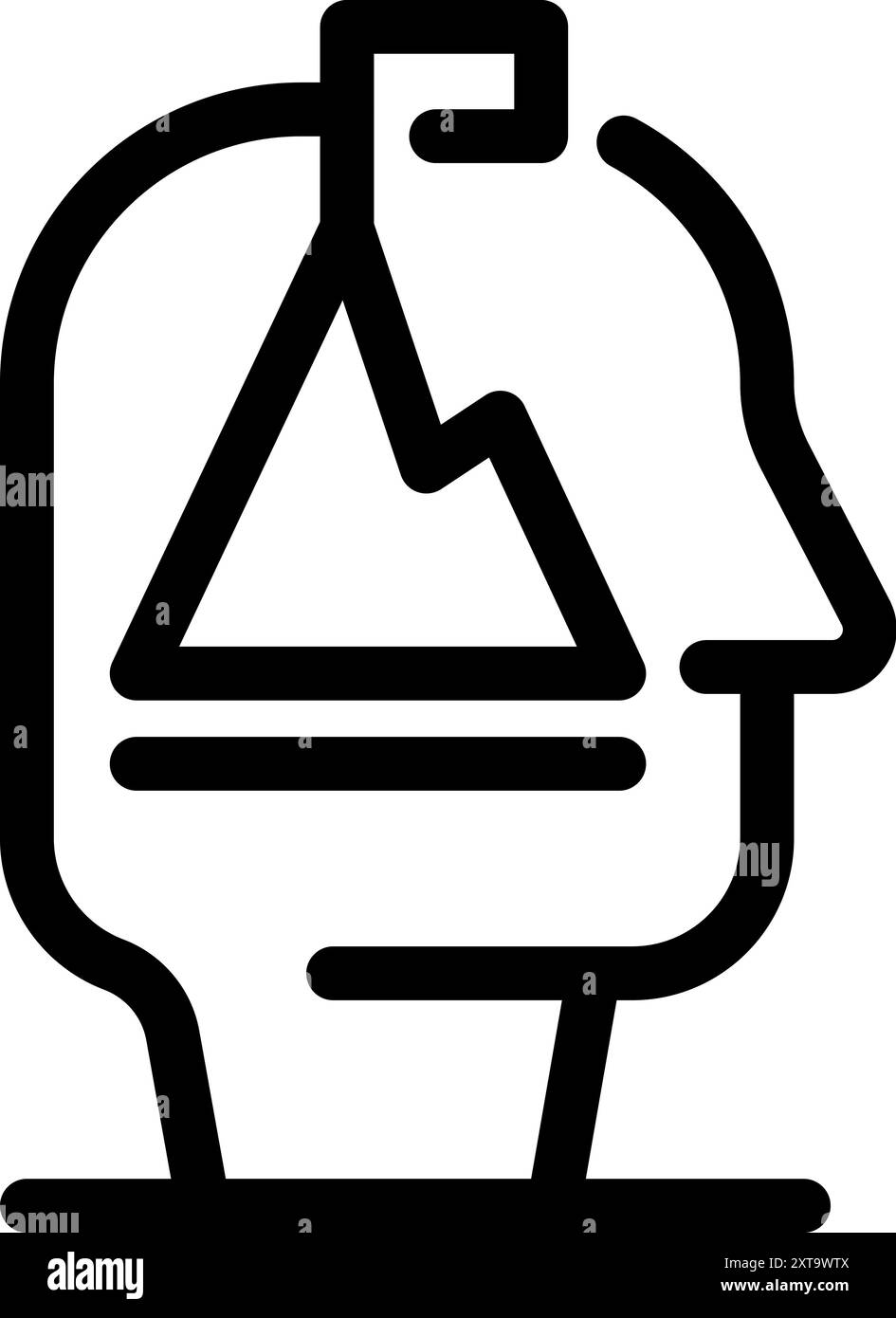 Human head with mountain chart inside, representing thinking about business growth and success Stock Vector