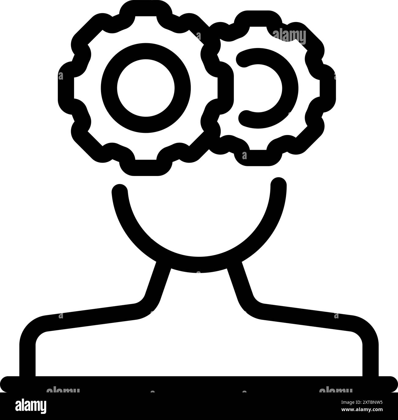 Line art vector of two gears working together inside a person's head ...