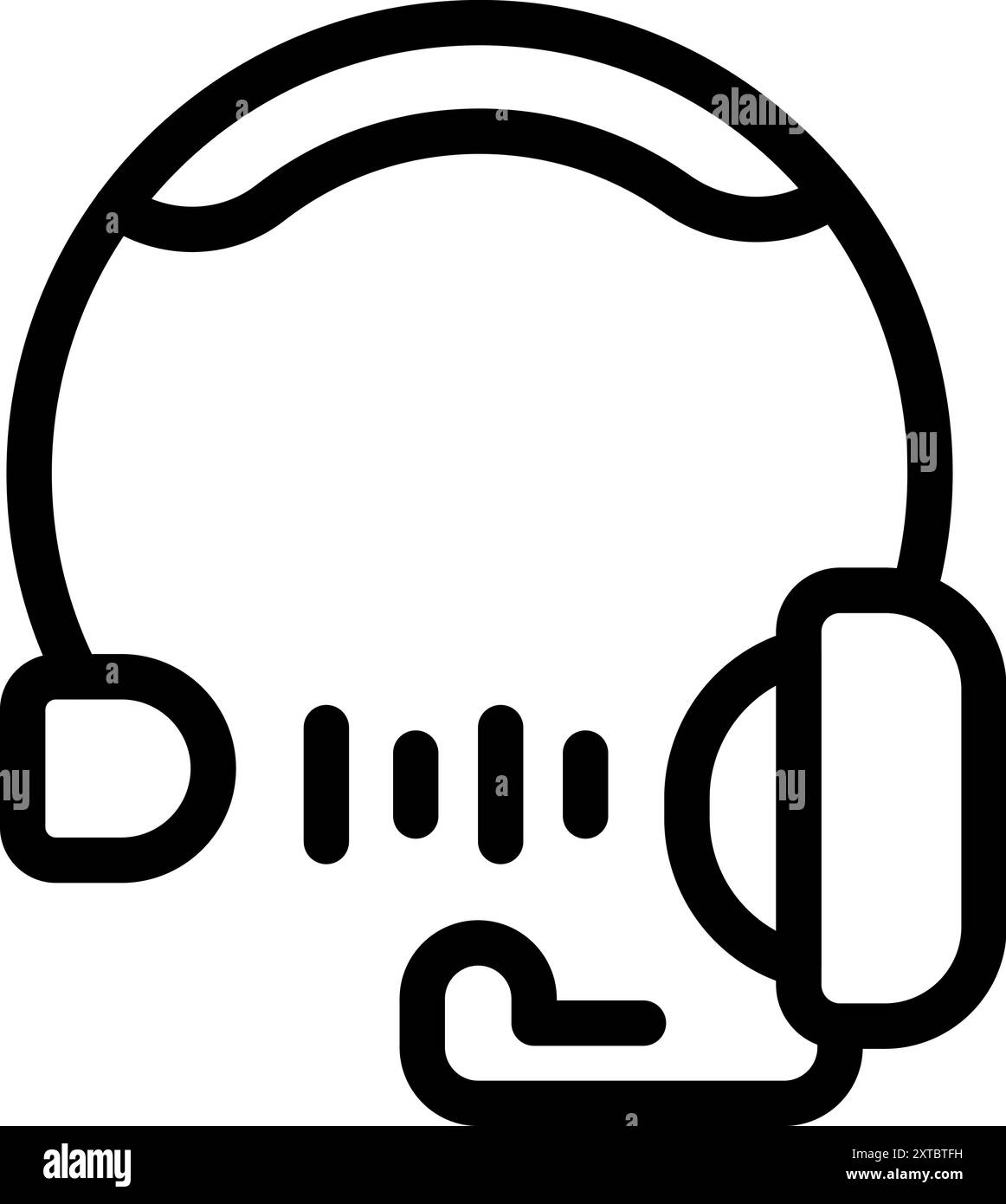Simple black and white icon of a headset with sound waves coming from ...