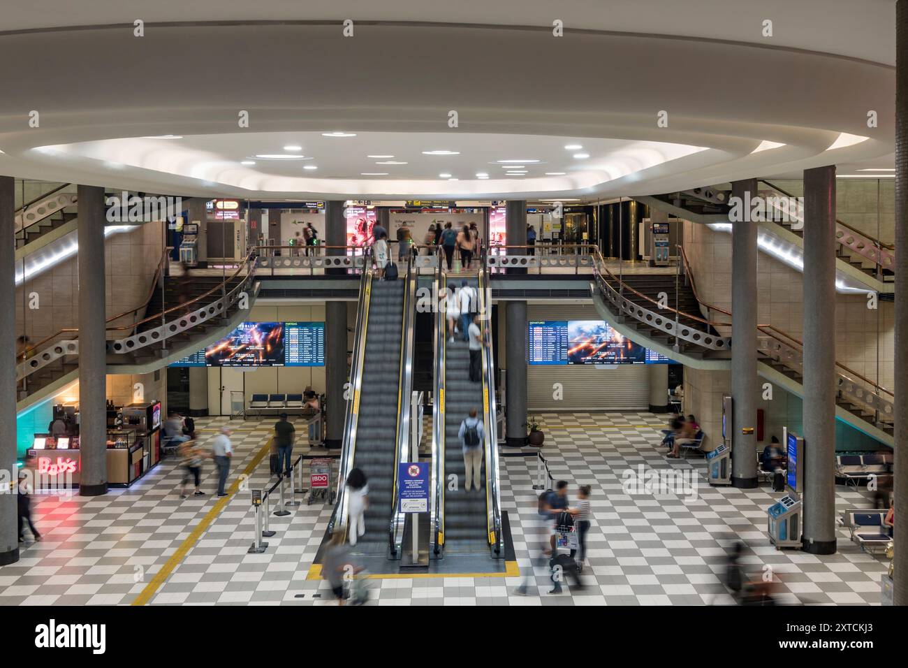 Congonhas Airport. São Paulo City, Brazil. Main hall. Stairs to the departures sector. Art Deco Architecture. Stock Photo