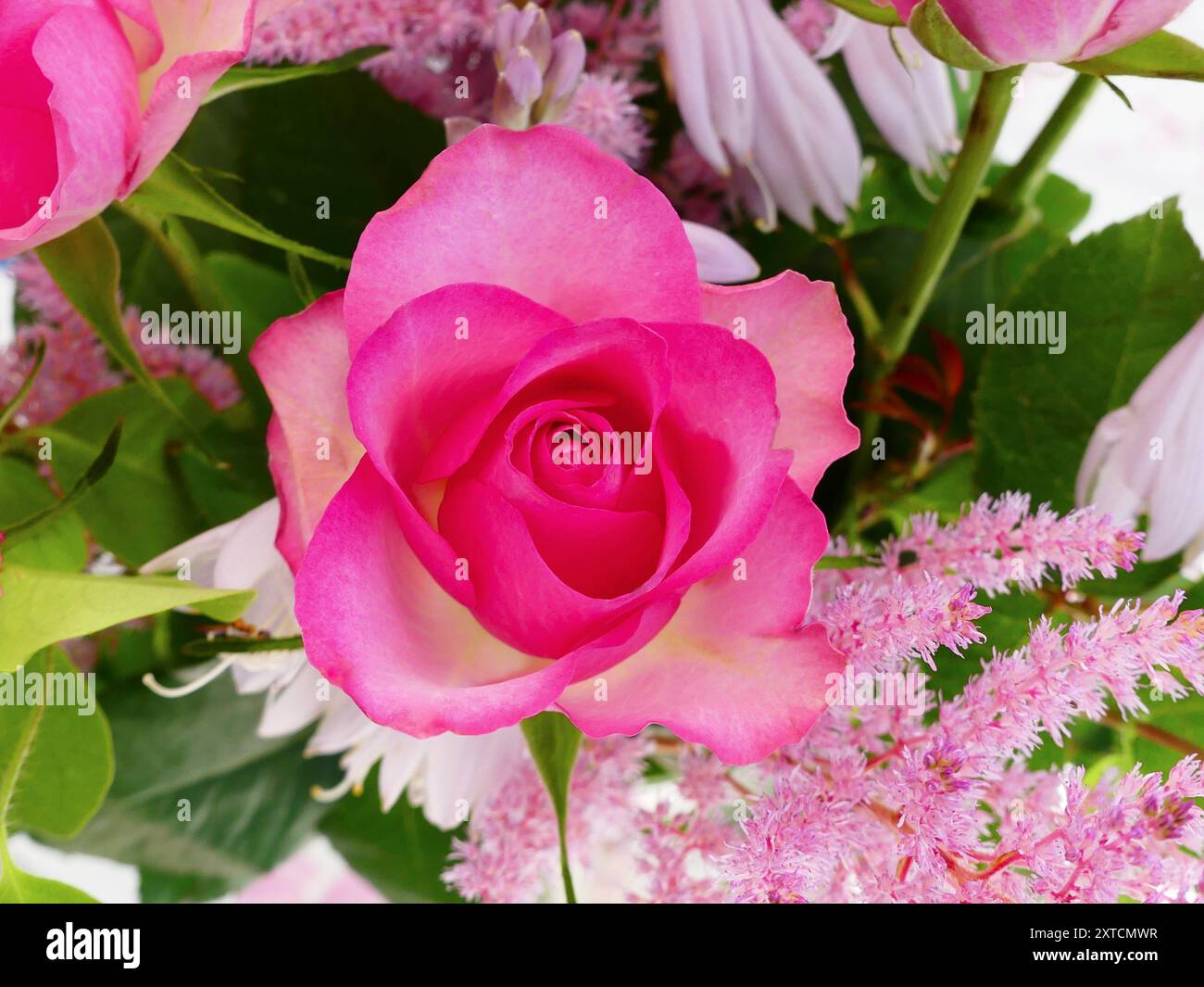 Flower bouquet with pink roses Stock Photo - Alamy