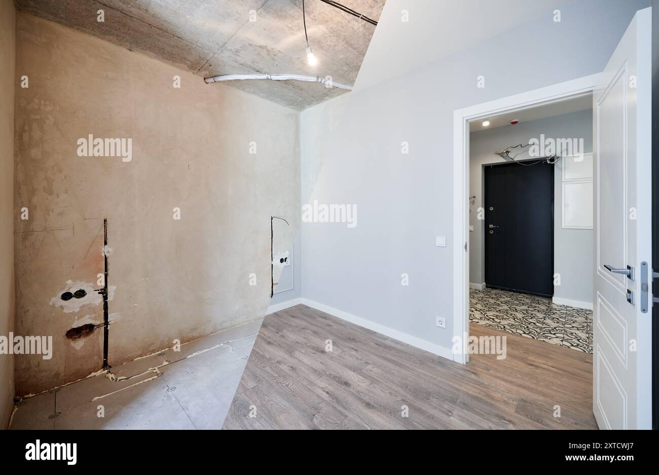 Photo inspiration: Fresh Look at Photo Collage Of Apartment Room Before And After Restoration Or