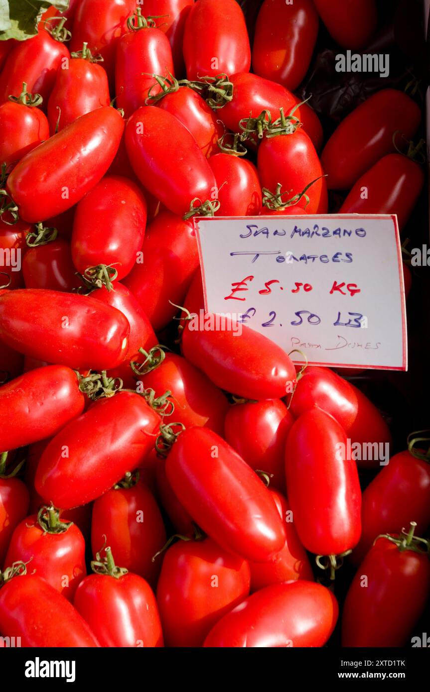 San Marzano Tomatoes on Sale Stock Photo