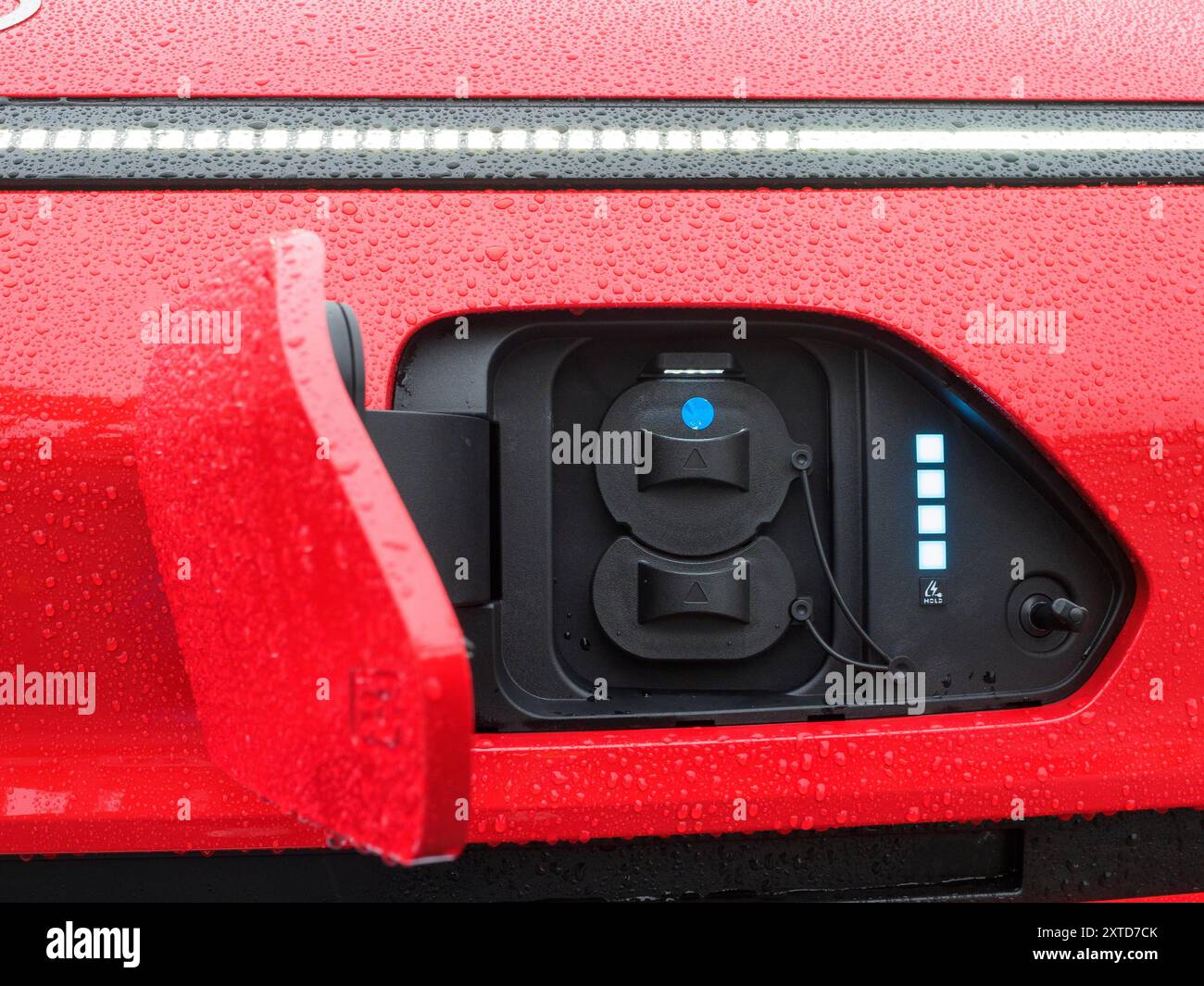 Hong Kong, China May 27 , 2024 : Hyundai KONA EV 2024 Charge Port May 27 , 2024 in Hong Kong. Stock Photo