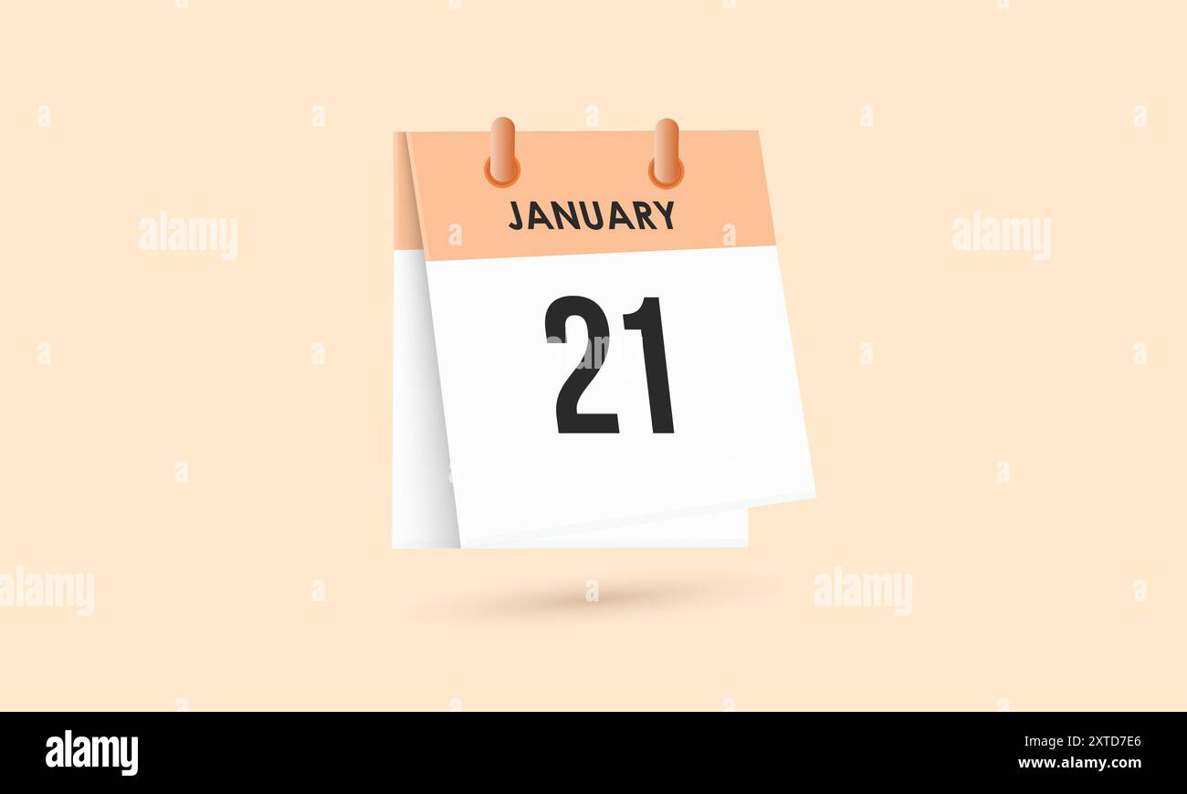 January 21 - calendar and Time planner. Daily Calendar Icon reminder ...