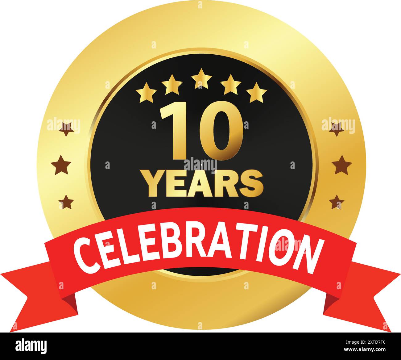 10 Years Celebration seal, 10 Years Golden Logo, 10 Years Anniversary ...