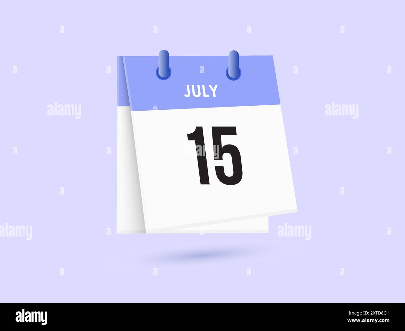 July 15 - calendar and Time planner. Daily Calendar Icon reminder. Vector Illustration. Stock Vector