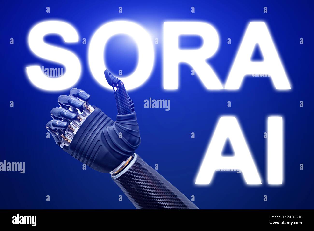 A hand with a thumbs up sign is on a blue background with the word Sora ...