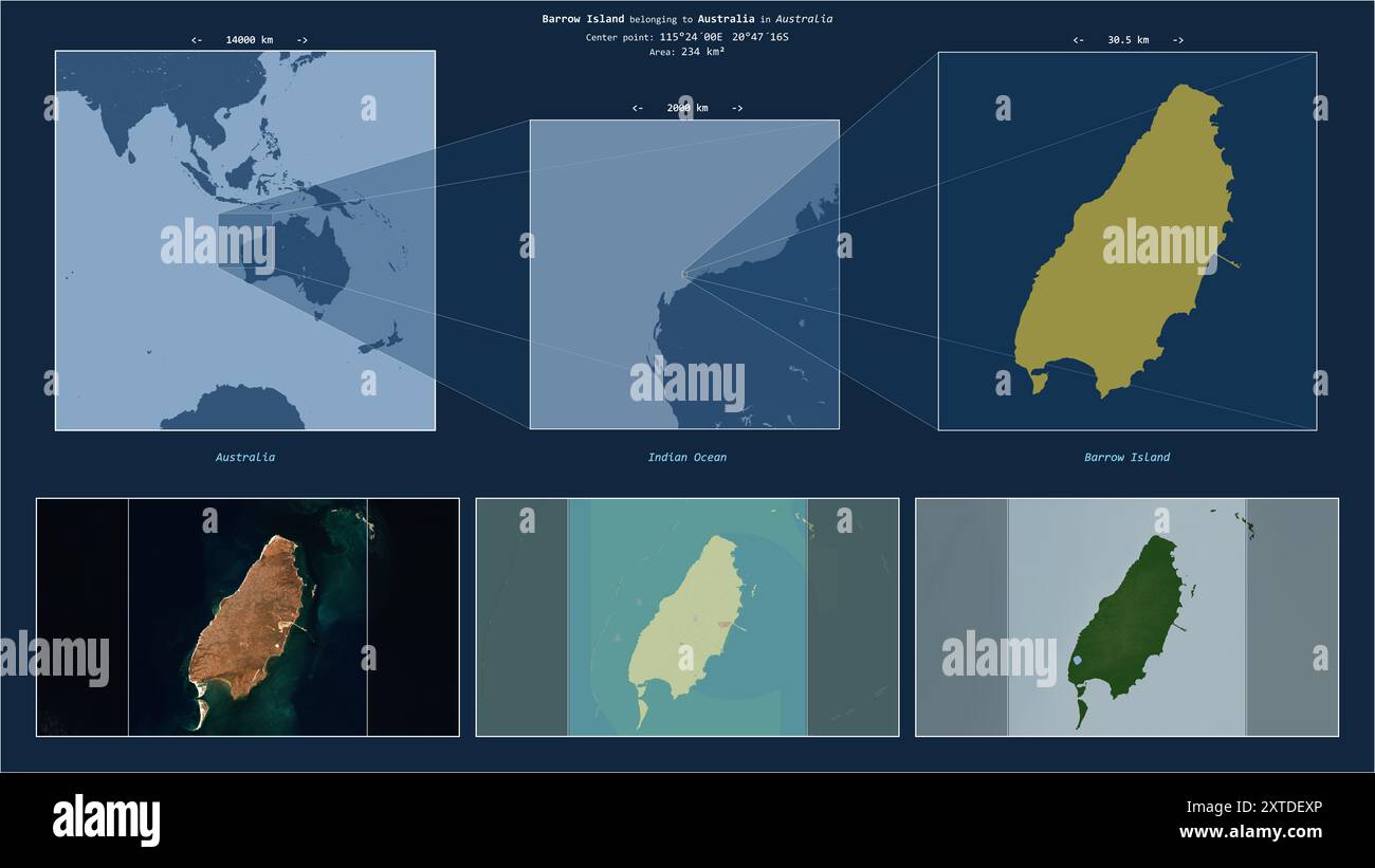 Barrow Island In The Indian Ocean Belonging To Australia Described Barrow Island In The Indian Ocean Belonging To Australia Described Location Diagram With Yellow Shape Of The Island And Sample Maps Of Its Surround 2XTDEXP