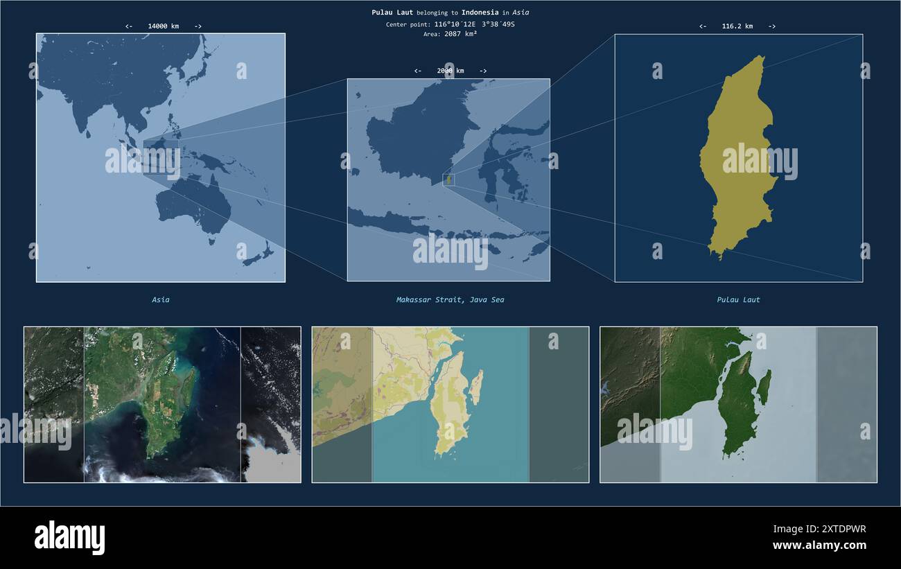 Pulau Laut in the Java Sea - belonging to Indonesia. Described location ...