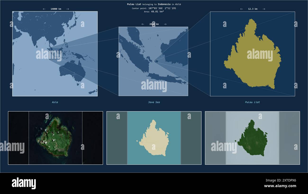 Pulau Liat in the Java Sea - belonging to Indonesia. Described location ...