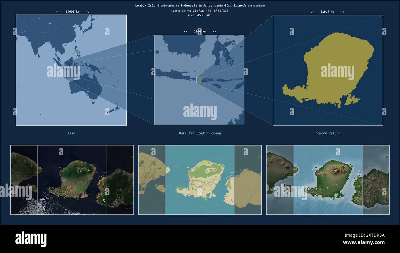 Lombok Island in the Bali Sea - belonging to Indonesia. Described ... — free download