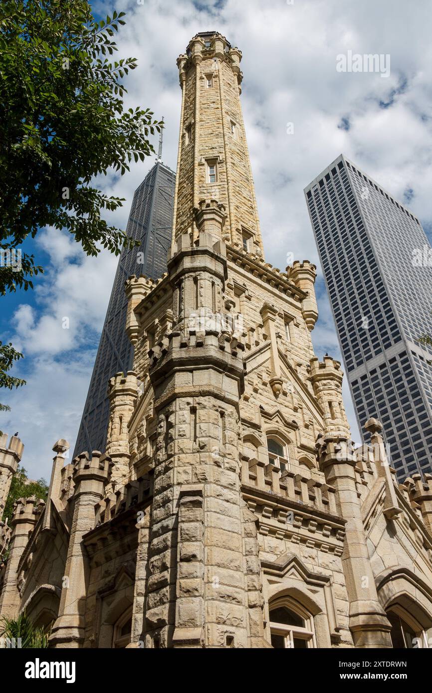 History Building Tower The Water Tower historic building, John Hancock Center skyscraper and ...