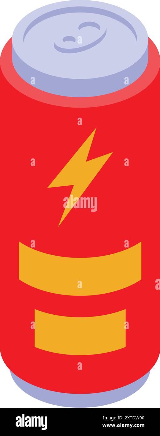 Yellow Can Red Lettering Red aluminum can with yellow label and lightning symbol, isolated on ...