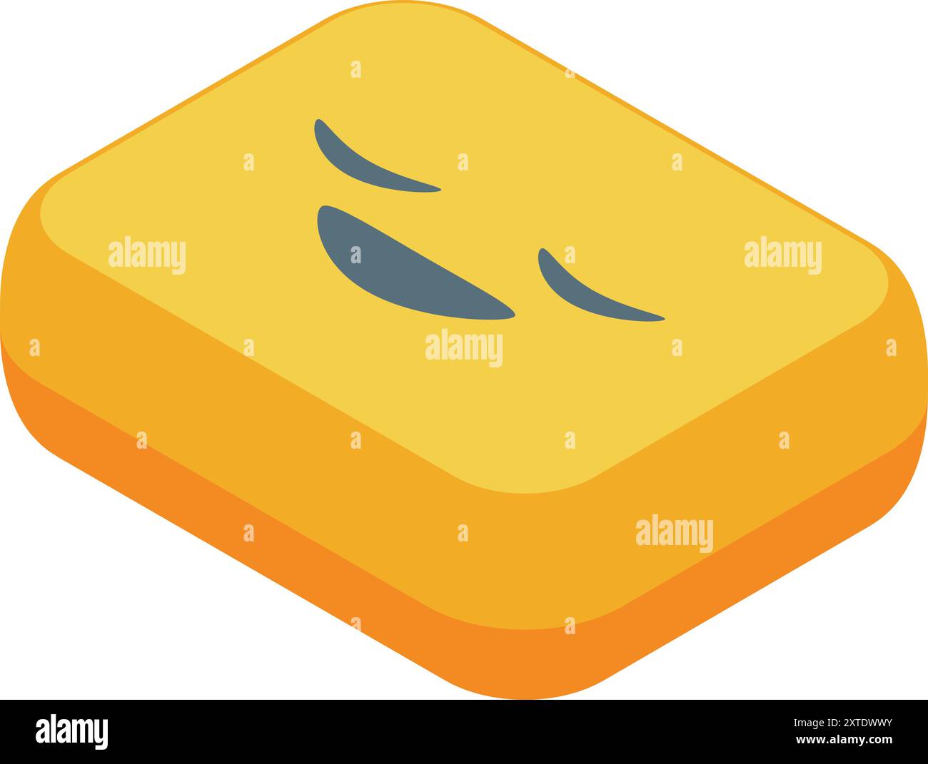 Yellow emoji square with a smiling face and closed eyes, conveying a ...